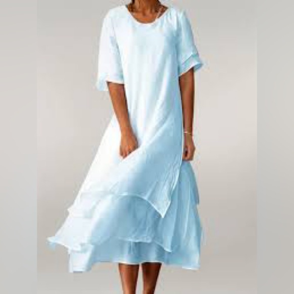 Blue Tiered Ruffled Maxi Sundress